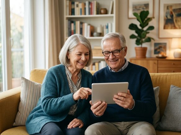 Älteres Paar am Tablet